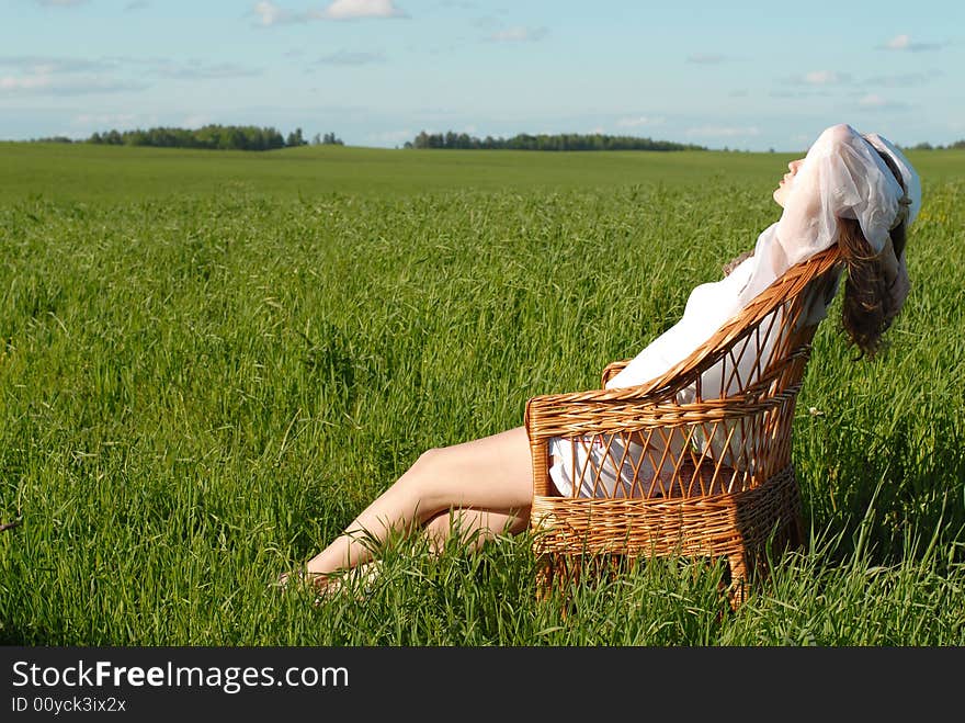 Portrait of the young beautiful girl on nature. Portrait of the young beautiful girl on nature