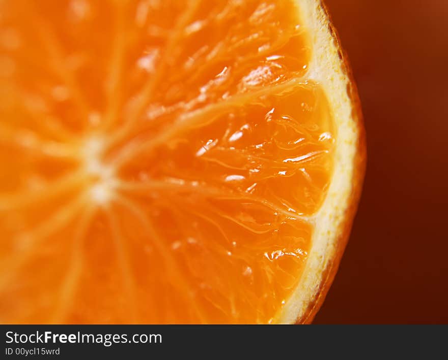 A close up of a fresh orange slice