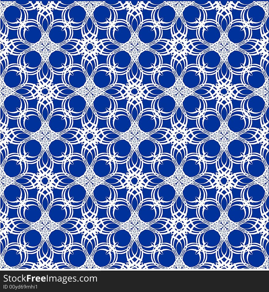 The White abstract pattern on blue background.