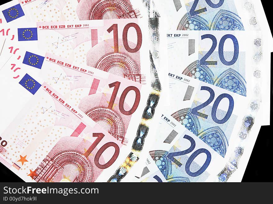 Money - 10 And 20 Euro Notes Detail