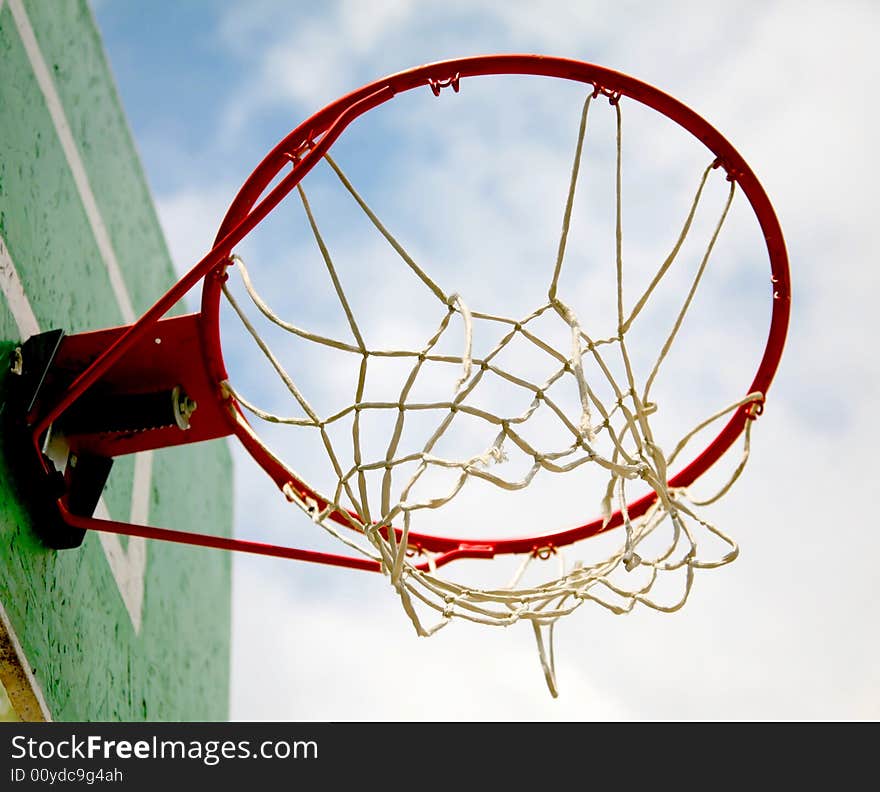 Outdoor Basketball Hoop on blue sky