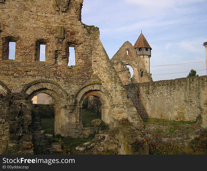 Ruins of the Cistercian church at Kerc - 45Â°47'7.32N, 24Â°34'28.92E. Ruins of the Cistercian church at Kerc - 45Â°47'7.32N, 24Â°34'28.92E