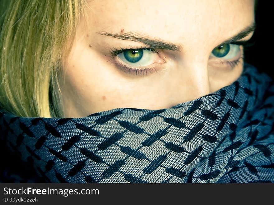 Green Eyed Beauty With Covered Face