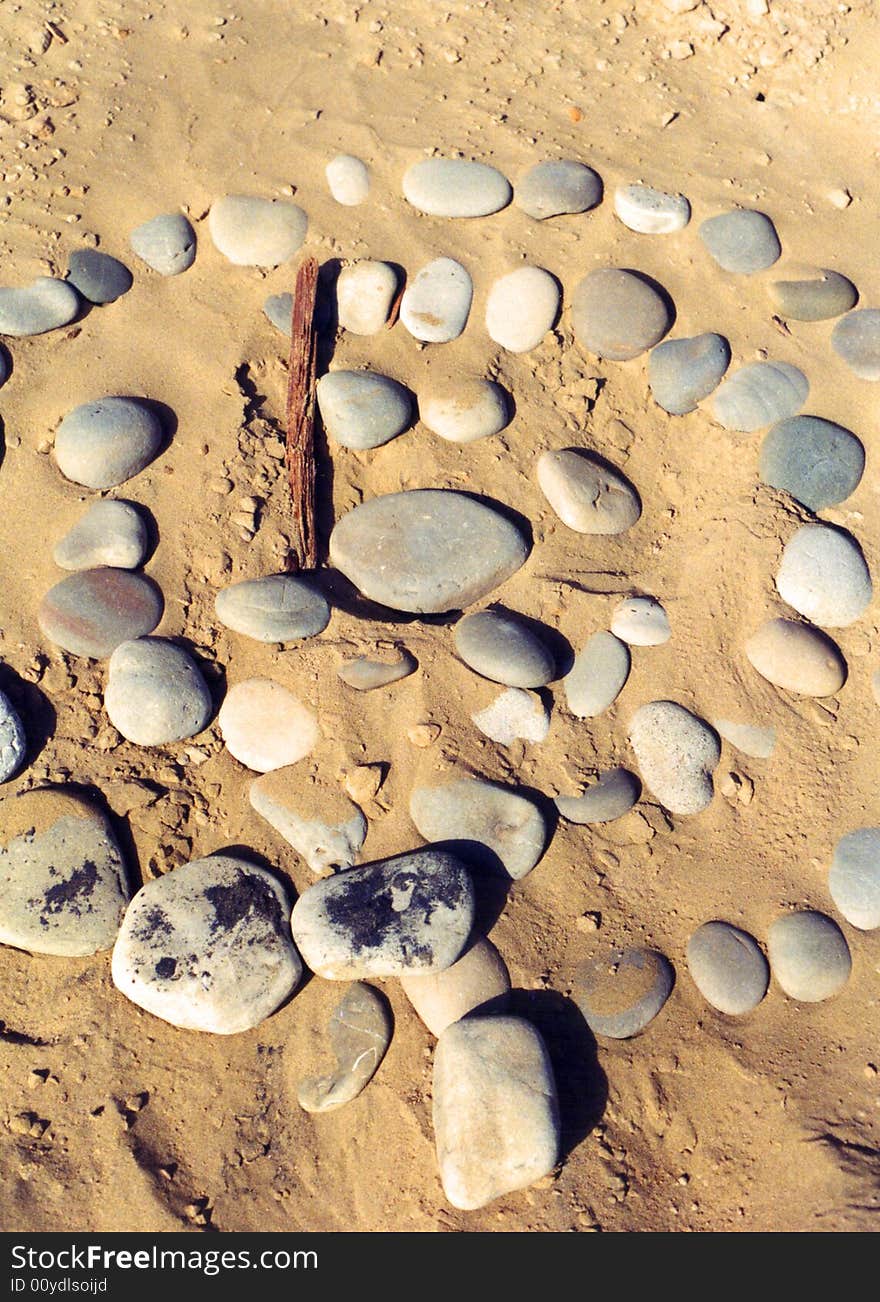 Circle of rocks found on sand