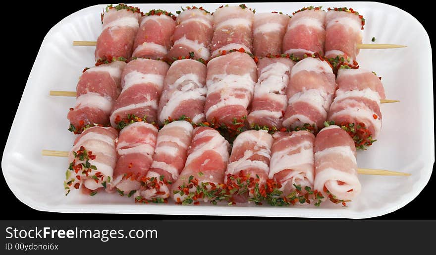 3 rolled pork meat with bacon