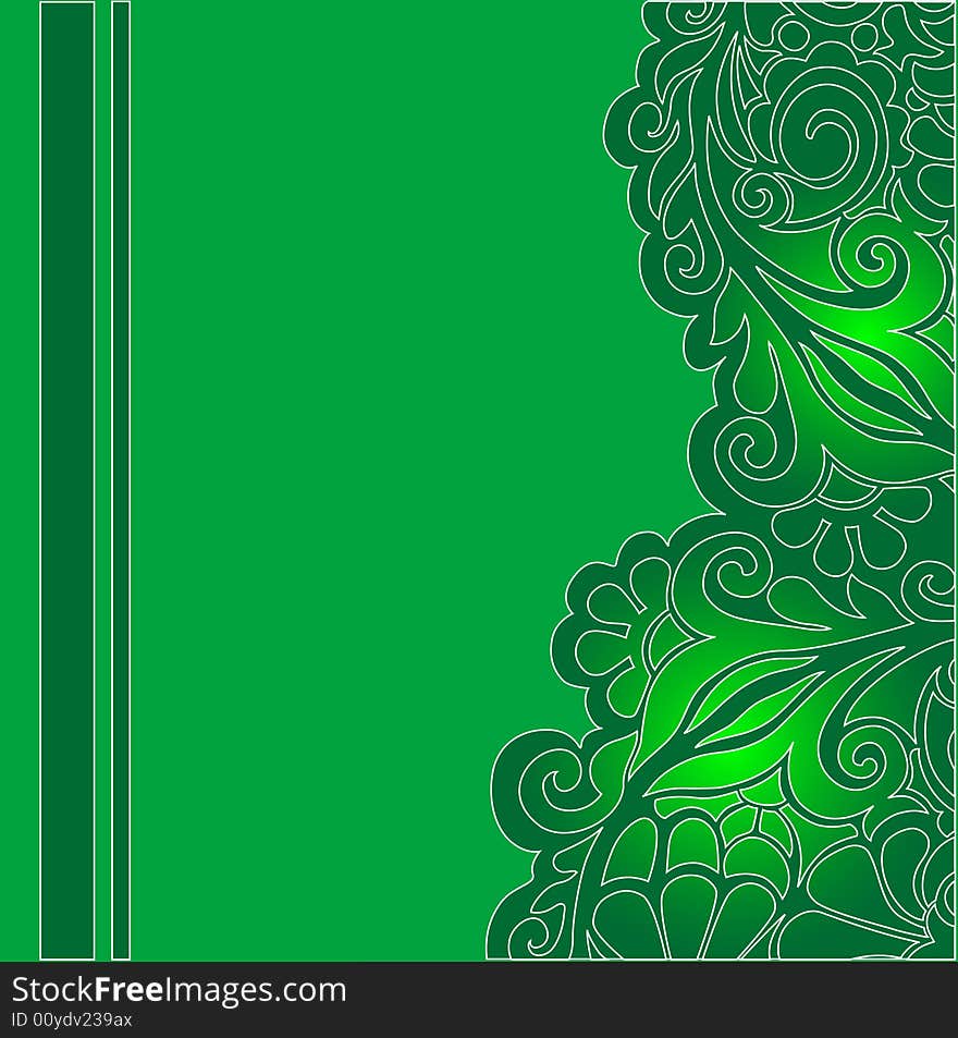 Vector illustration with green floral background. Vector illustration with green floral background