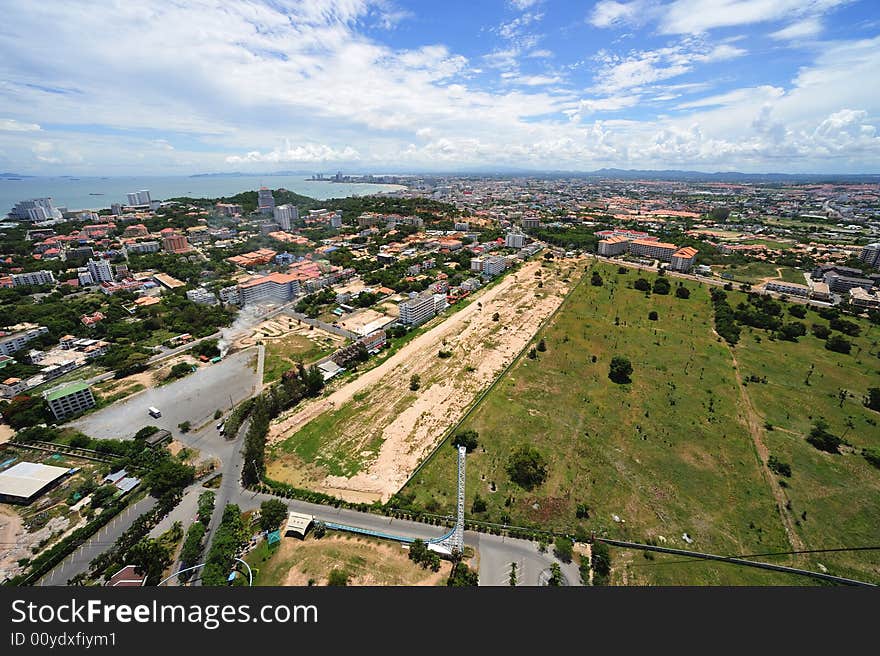 Thailand east coast; view of Jomtien and Pattaya's bay from the Pattaya park tower. Thailand east coast; view of Jomtien and Pattaya's bay from the Pattaya park tower