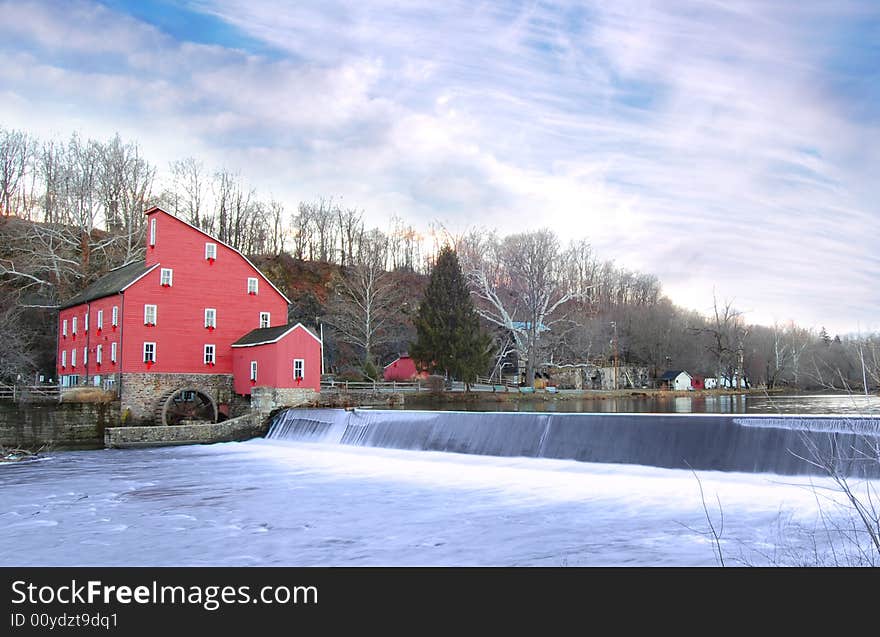 Old mill in winter