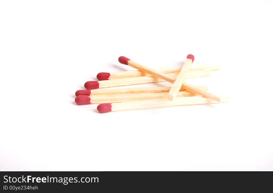 Matches on white background isolated