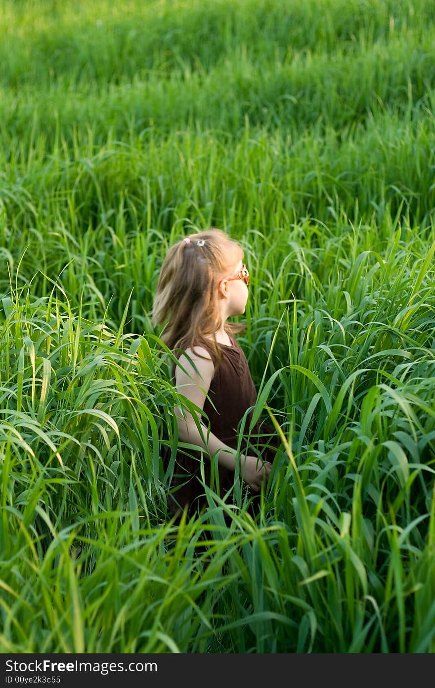 The child in a grass