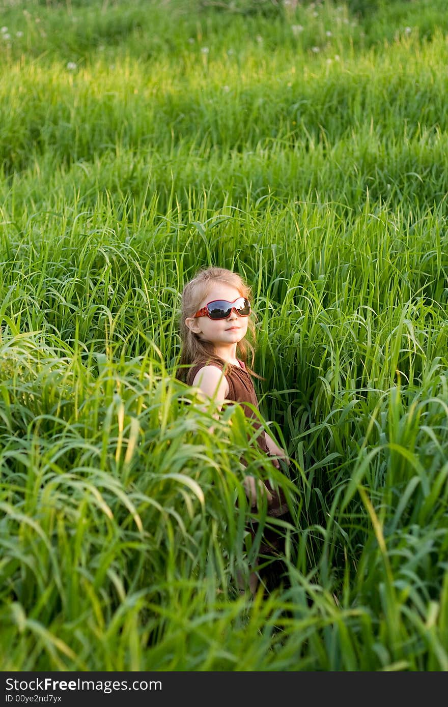 The child in a grass