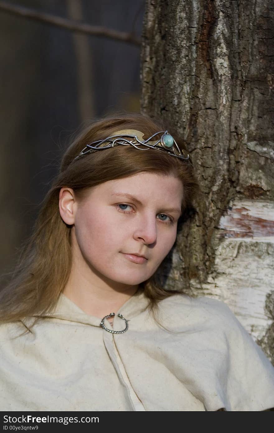 Portrait of the romantic girl in autumn forest. Portrait of the romantic girl in autumn forest