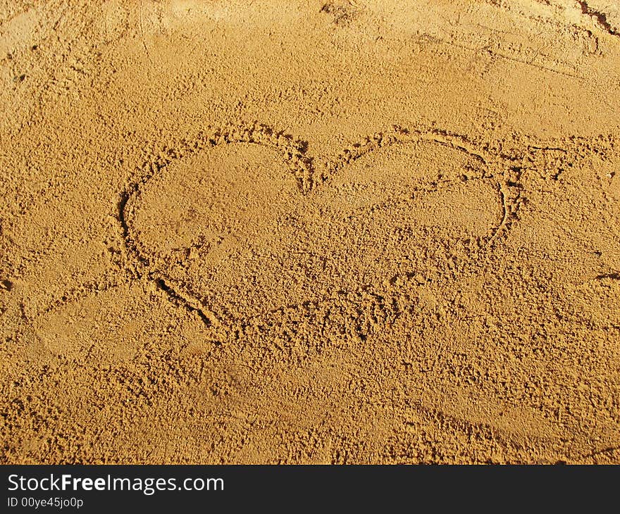 A heart on the sand. A heart on the sand