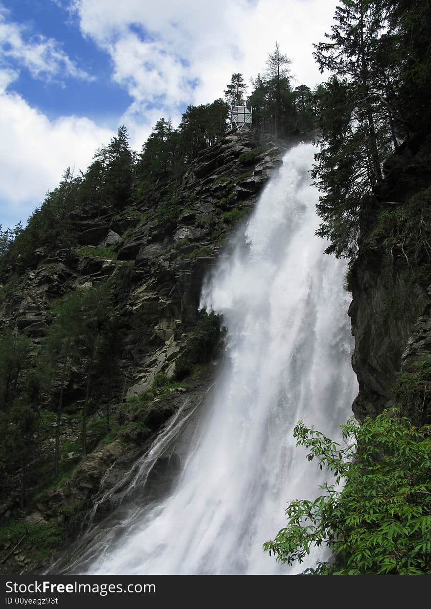 Waterfall in tirol in spring