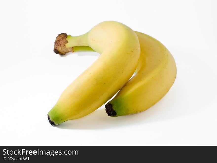 Two bananas isolated on white background