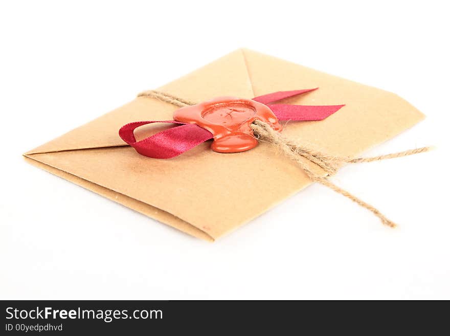 Antique envelope on white background