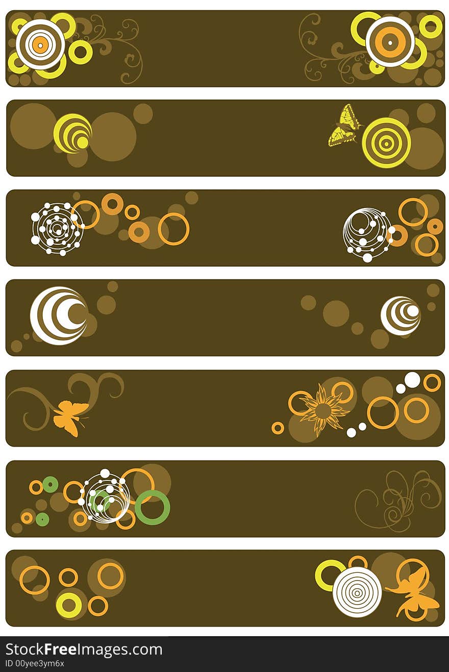 Set of seven decorative banners