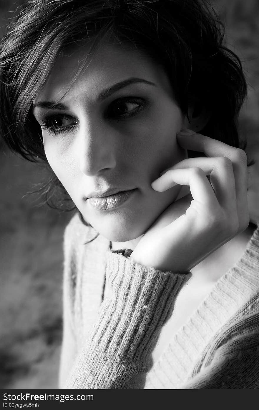 Studio portrait of a pretty brunette lady. Studio portrait of a pretty brunette lady