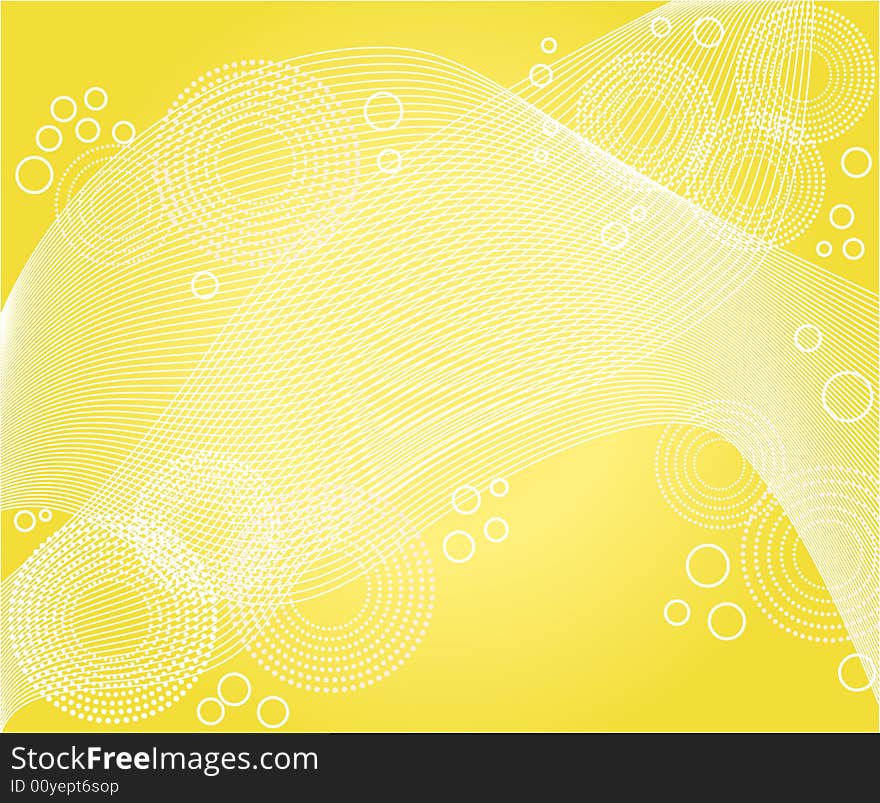 An abstract illustration with decorative circles and waves