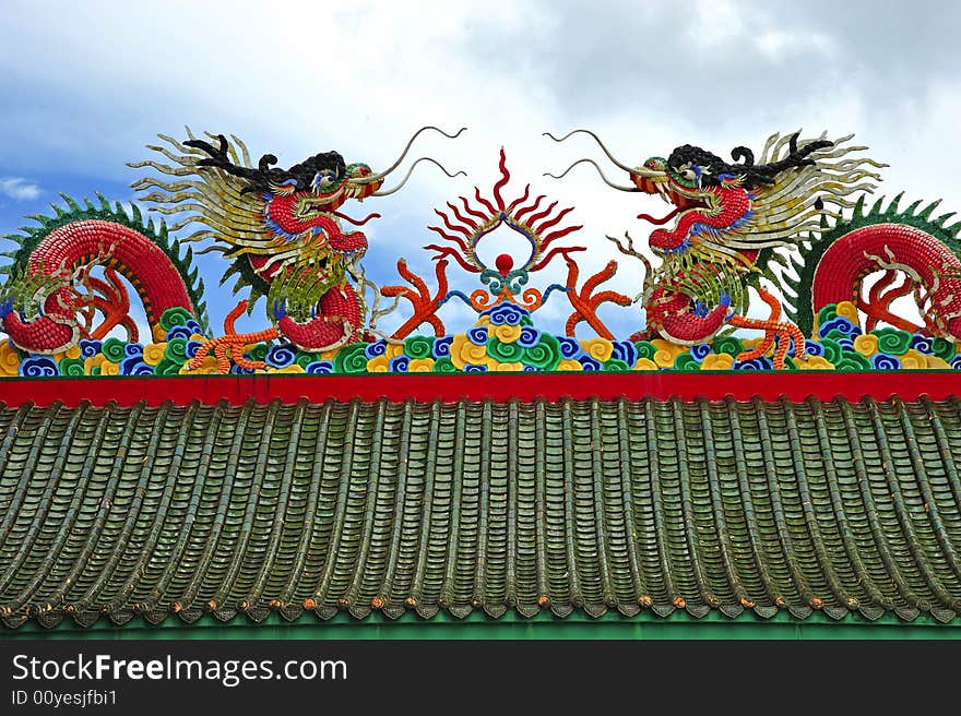 In Pattaya, Thailand, the Anek Kusala Viharasien temple and museum is a repository of art and religious statues from Thailand and China. Here a carved and painted Chinese dragon on the roofs. In Pattaya, Thailand, the Anek Kusala Viharasien temple and museum is a repository of art and religious statues from Thailand and China. Here a carved and painted Chinese dragon on the roofs.