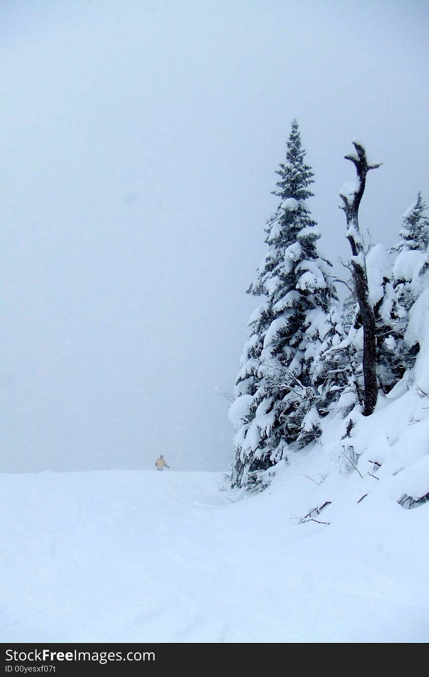 Skier Through Deep Snow