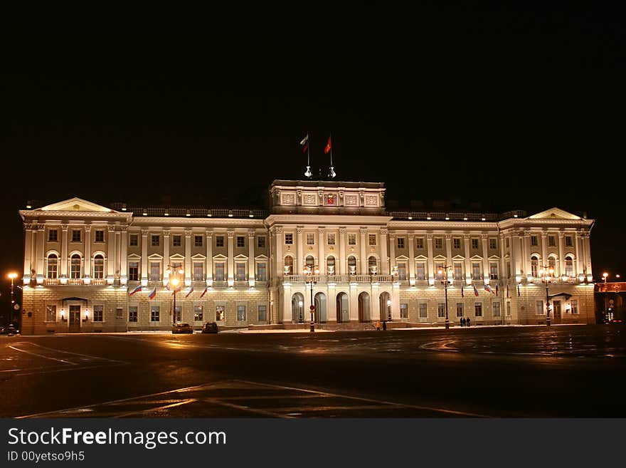 Beautiful illumination of building in the night city