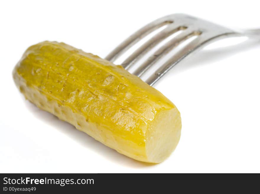 Cucumber on fork