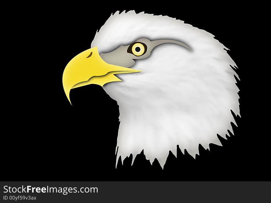 Eagle head illustration isolated on black background.