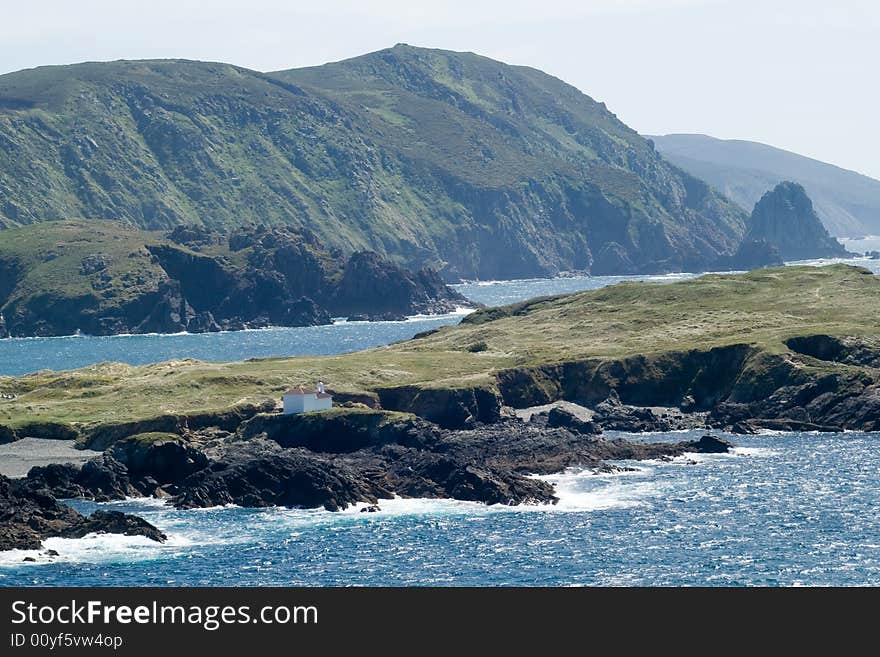 Chapel on a tiny island among the mountains and by the sea. Chapel on a tiny island among the mountains and by the sea