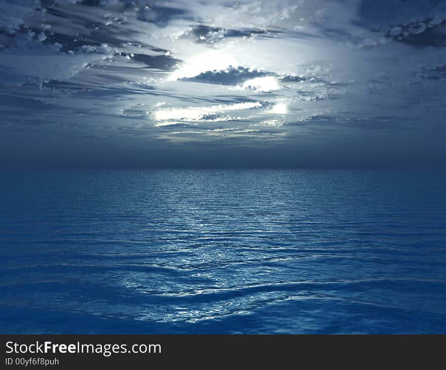 Beautiful sea and sky at sunset - digital artwork. Beautiful sea and sky at sunset - digital artwork