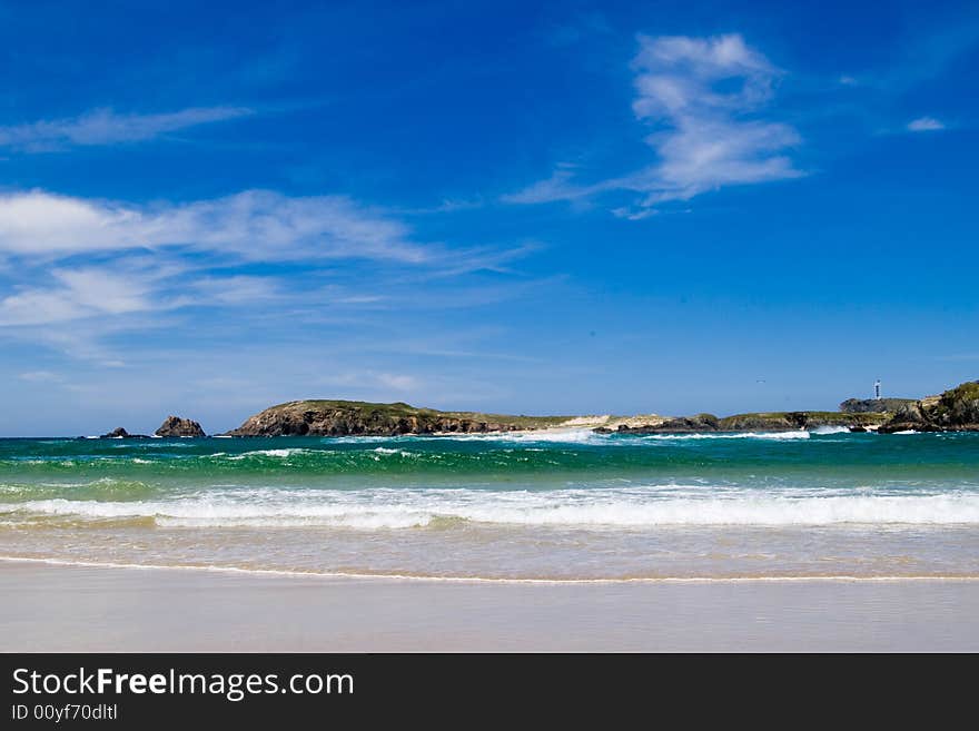 Green waves in the beach. summer at the atlantic ocean. Green waves in the beach. summer at the atlantic ocean