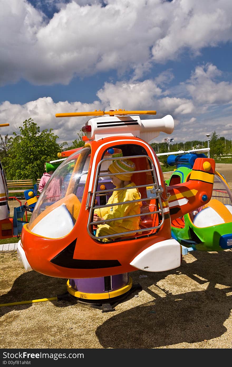 Driving on an attraction the helicopter. Driving on an attraction the helicopter