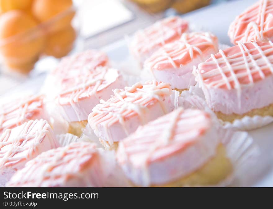 Small cakes on white plate