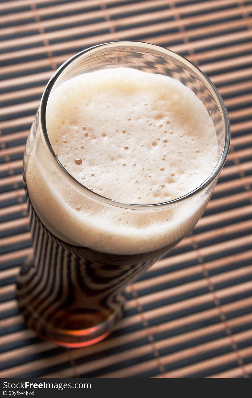 Beer with froth close up