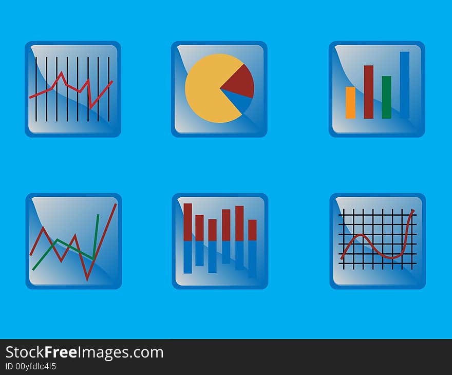 Vector icon set of graphs. Vector icon set of graphs