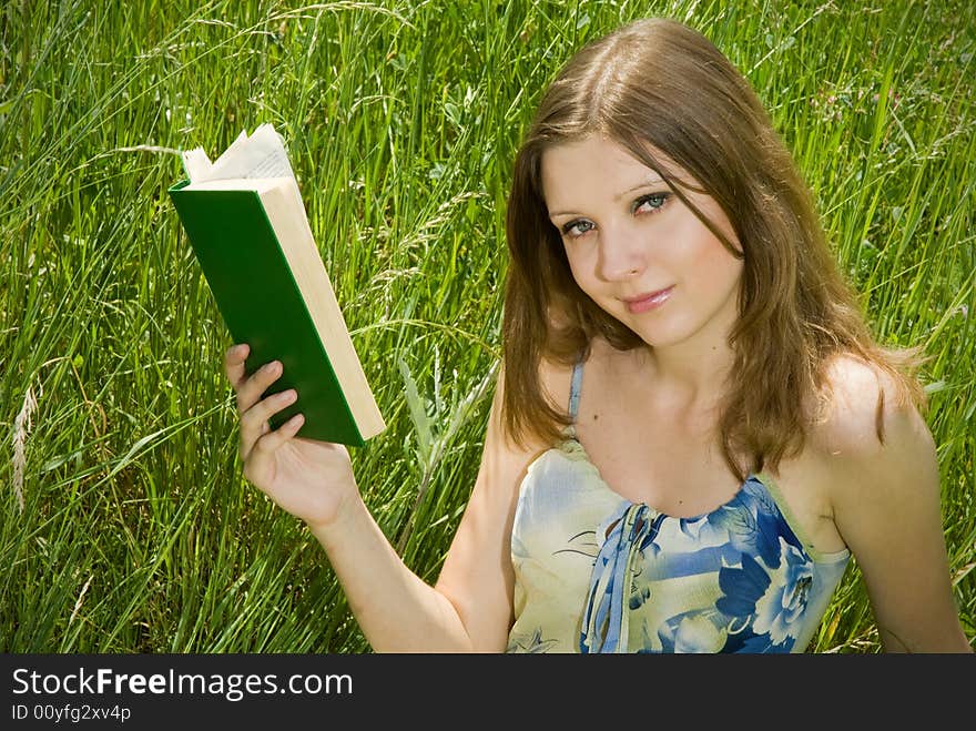 Romantic girl with book