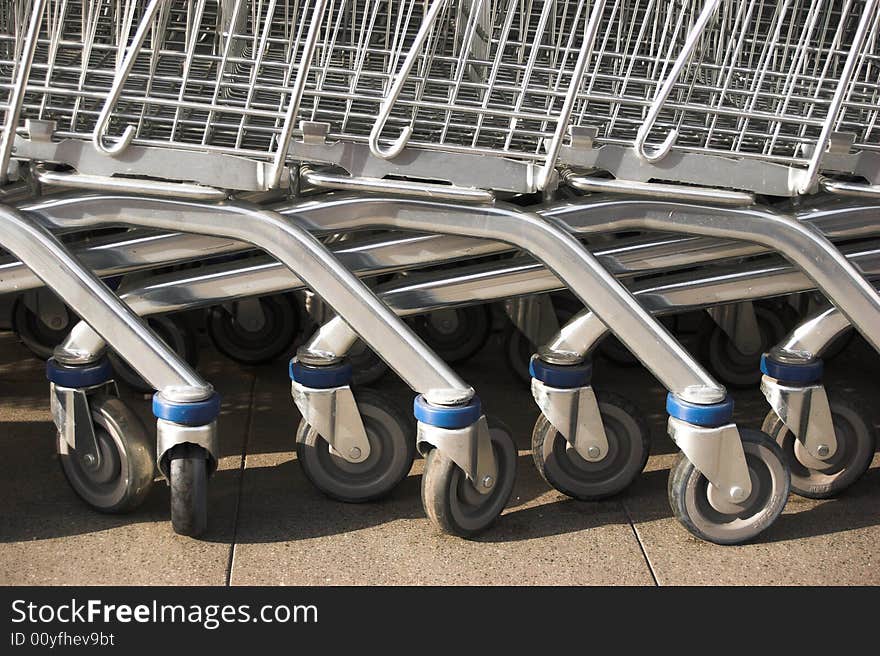 Shopping carts in the rows