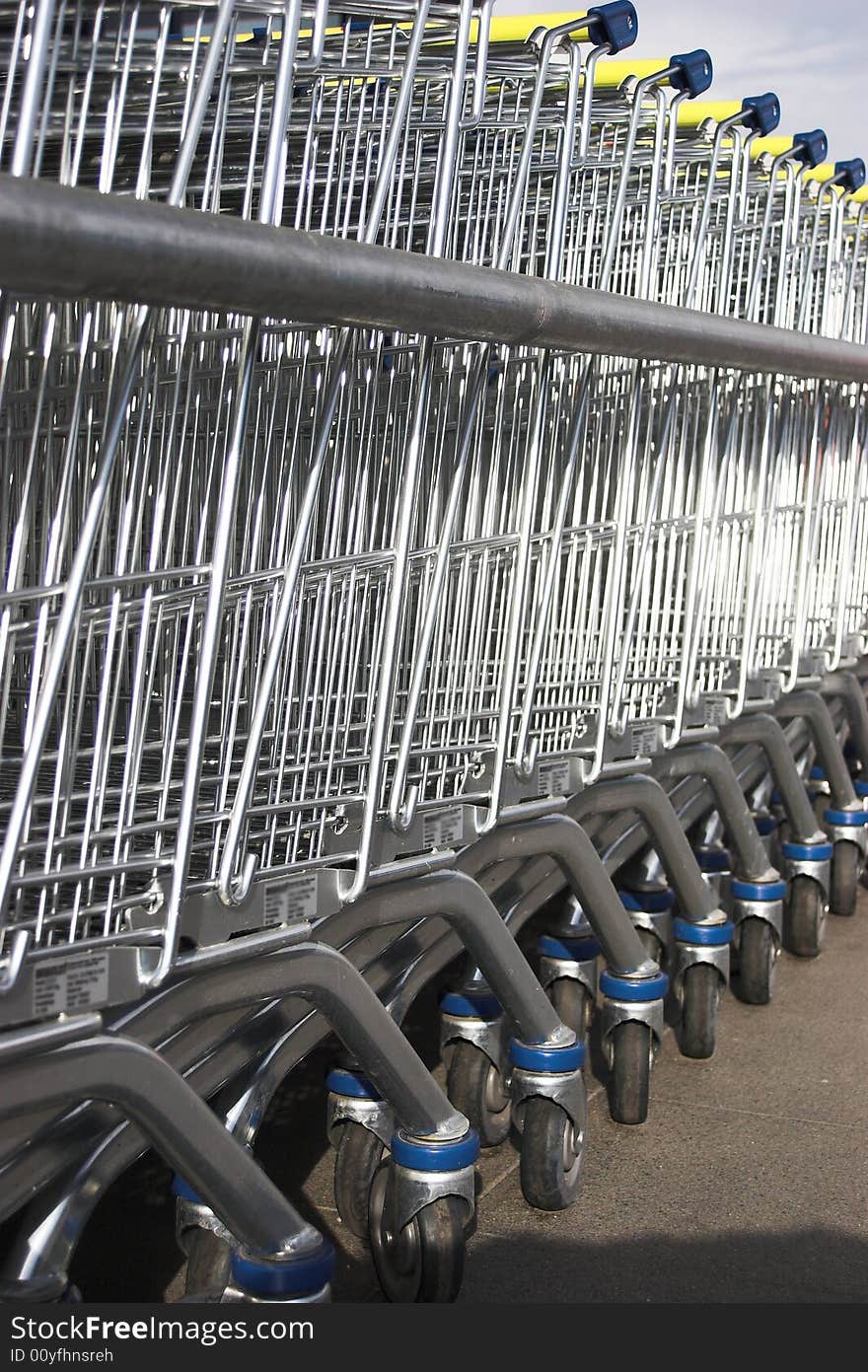 Shopping carts in the row