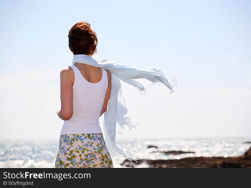 Attractive girl on seashore