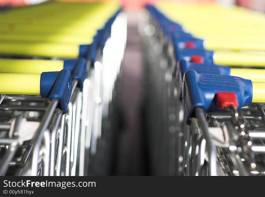 Shopping carts in the row