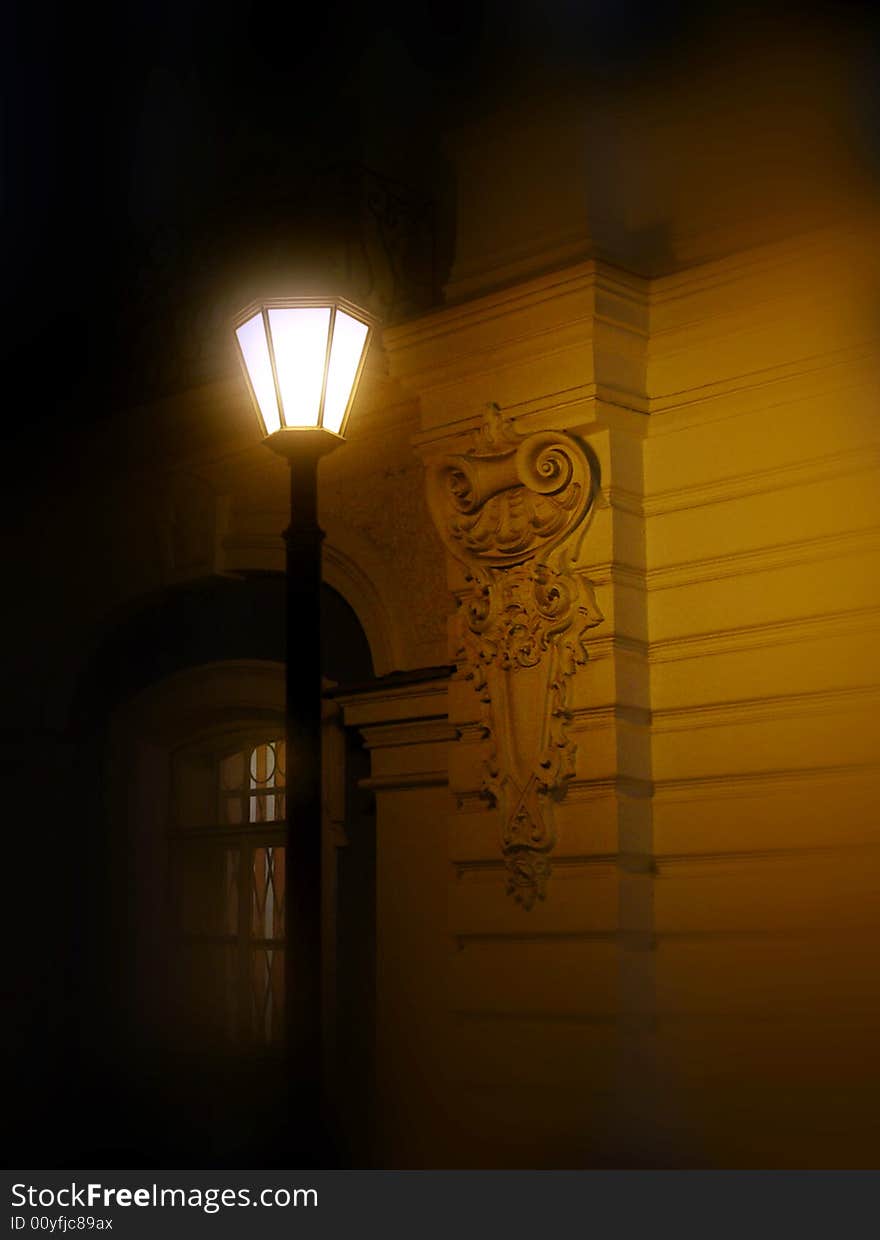 Lantern near historical building, in winter in Saint Petersburg. Lantern near historical building, in winter in Saint Petersburg