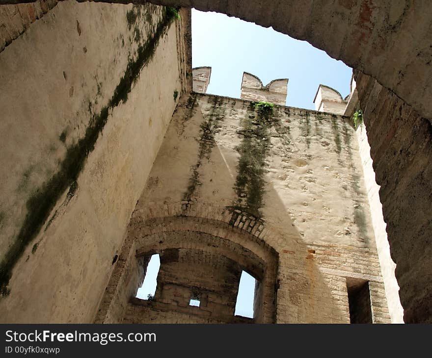 A beatifull shot of the interior of the Sirmione Castle. A beatifull shot of the interior of the Sirmione Castle