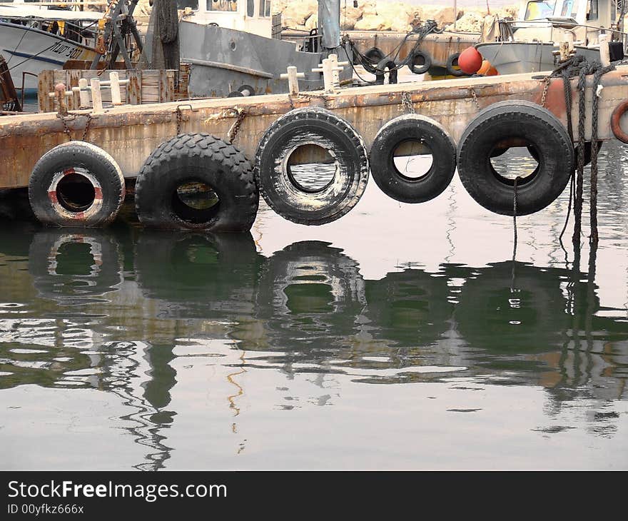 Old Jaffo port with lorry wheels. Old Jaffo port with lorry wheels