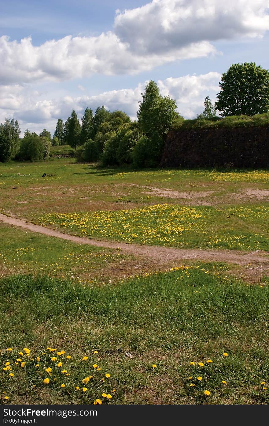 Solar glade in an old fortress. Solar glade in an old fortress