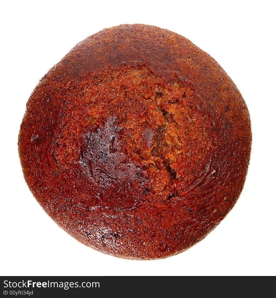 Loaf of apple nut date bread over white background