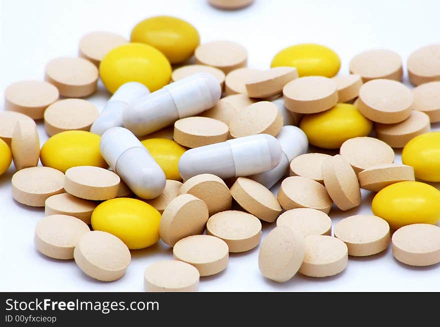 Pills isolated on the white background