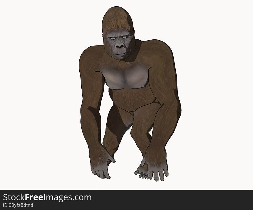 Cartoon gorilla, computer generated image, 3 dimensional model, rendering. Cartoon gorilla, computer generated image, 3 dimensional model, rendering