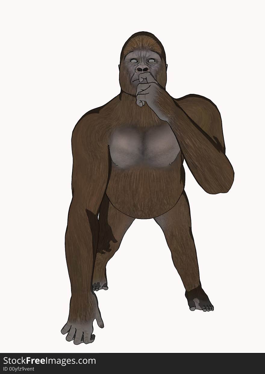 Cartoon gorilla, computer generated image, 3 dimensional model, rendering. Cartoon gorilla, computer generated image, 3 dimensional model, rendering