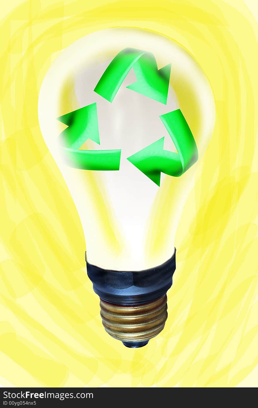 Recycle icon illustration in a bulb