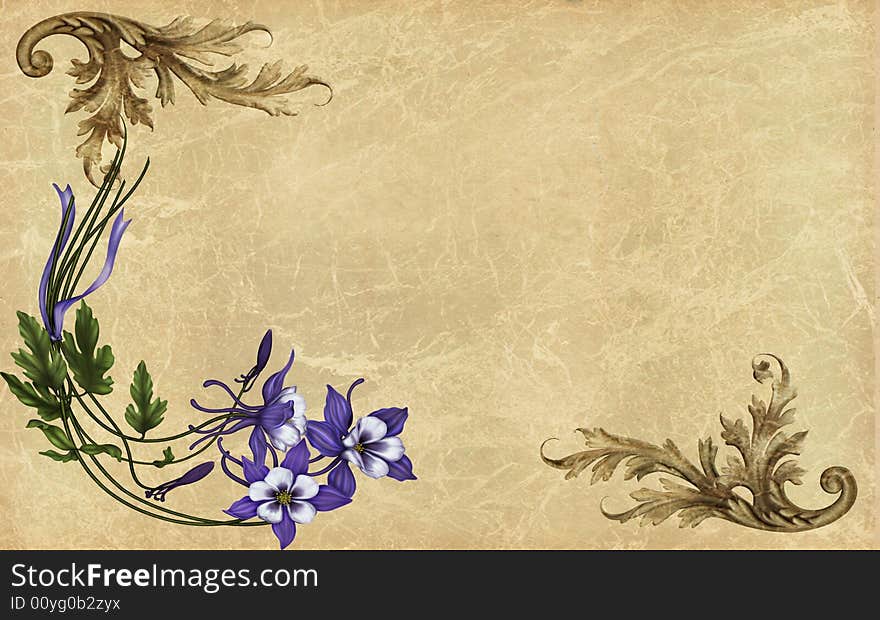 Vintage background in grunge paper with bouquet of flowers. Vintage background in grunge paper with bouquet of flowers